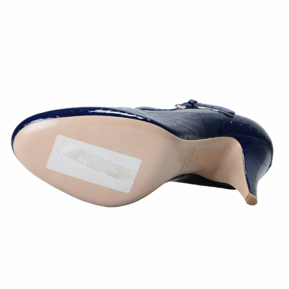 Miu Miu Women's Blue Textured Leather Pumps - Picture 6 of 8
